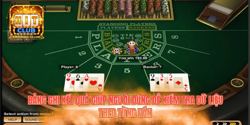 Bảng ghi kết quả giúp người dùng dễ kiểm tra dữ liệu theo từng ván