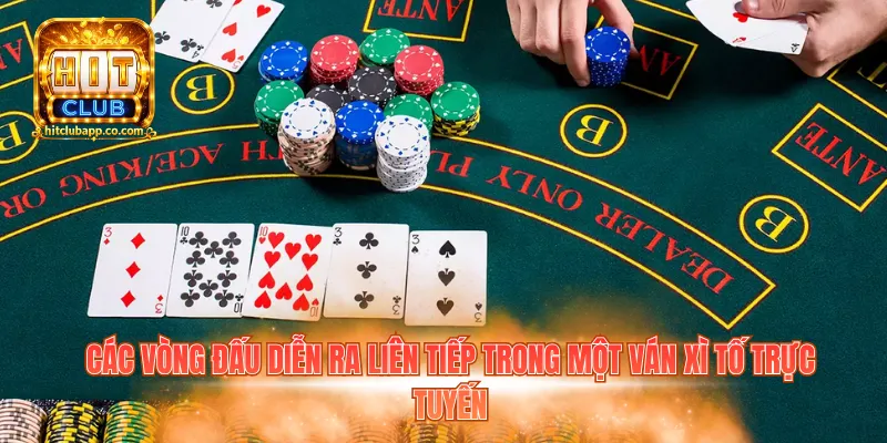Bài Xì Tố Hitclub - Nắm Luật, Áp Dụng Mẹo Chơi Hiệu Quả 2 Các vòng đấu diễn ra liên tiếp trong một ván xì tố trực tuyến